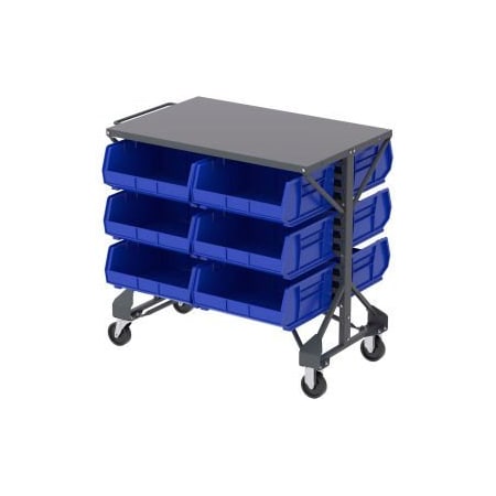 Akro-Mils Akro-Mills Shelf-Top Bin Cart - 38-1/2 x24x36-1/2" - (12) 16-1/2 x14-3/4 x7" Bins - Blue B2065792